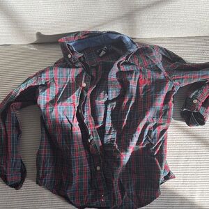 Chaps Men's Casual Plaid Shirt - Red and Green